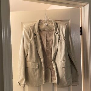 Another Love Cream Faux Leather Blazer